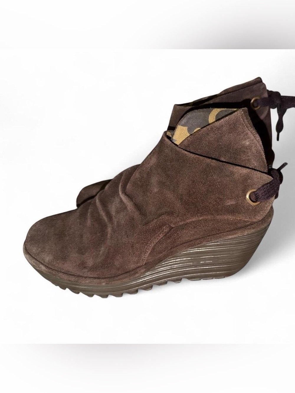 Original Y2K Fly London Suede Wedge Ankle Boots